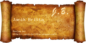 Janik Britta névjegykártya